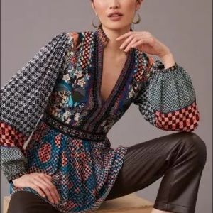 Anthropologie Abstract Babydoll Top